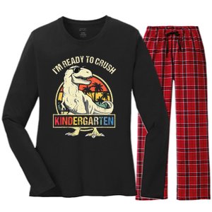 I'm Ready To Crush Kindergarten Dinosaur Back To School Women's Long Sleeve Flannel Pajama Set 