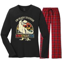 I'm Ready To Crush Kindergarten Dinosaur Back To School Women's Long Sleeve Flannel Pajama Set 