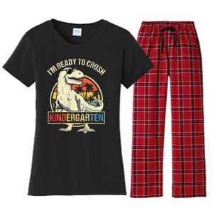 I'm Ready To Crush Kindergarten Dinosaur Back To School Women's Flannel Pajama Set