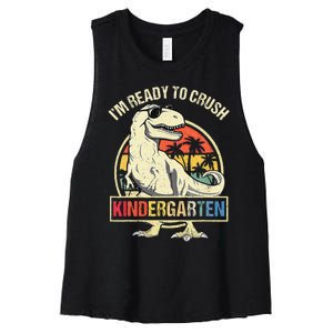 I'm Ready To Crush Kindergarten Dinosaur Back To School Women's Racerback Cropped Tank