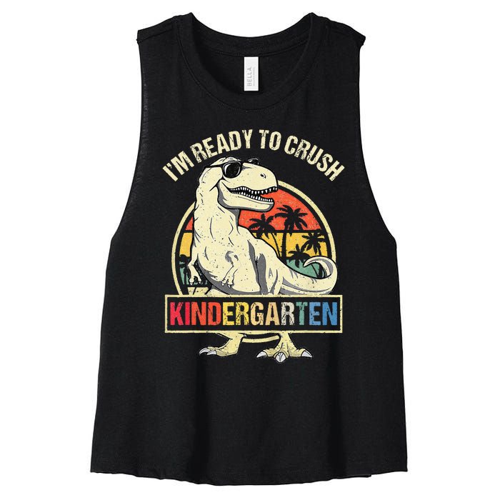 I'm Ready To Crush Kindergarten Dinosaur Back To School Women's Racerback Cropped Tank