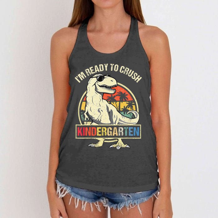 I'm Ready To Crush Kindergarten Dinosaur Back To School Women's Knotted Racerback Tank