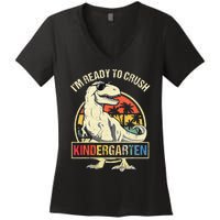 I'm Ready To Crush Kindergarten Dinosaur Back To School Women's V-Neck T-Shirt