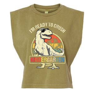 I'm Ready To Crush Kindergarten Dinosaur Back To School Garment-Dyed Women's Muscle Tee