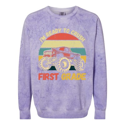 I`m Ready To Crush First Grade First Day Of First Grade Kids Colorblast Crewneck Sweatshirt