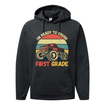 I`m Ready To Crush First Grade First Day Of First Grade Kids Performance Fleece Hoodie