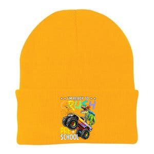 Im Ready To Crush Preschool Dinosaur First Day Of School Knit Cap Winter Beanie