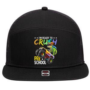 Im Ready To Crush Preschool Dinosaur First Day Of School 7 Panel Mesh Trucker Snapback Hat