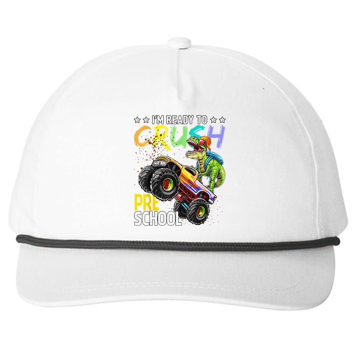 Im Ready To Crush Preschool Dinosaur First Day Of School Snapback Five-Panel Rope Hat