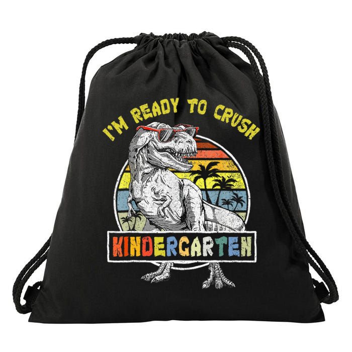 I'm Ready To Crush Kindergarten Dinosaur Back To School Drawstring Bag