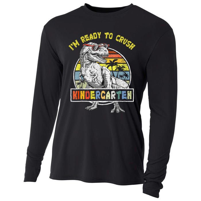 I'm Ready To Crush Kindergarten Dinosaur Back To School Cooling Performance Long Sleeve Crew