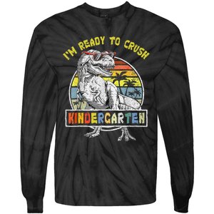 I'm Ready To Crush Kindergarten Dinosaur Back To School Tie-Dye Long Sleeve Shirt