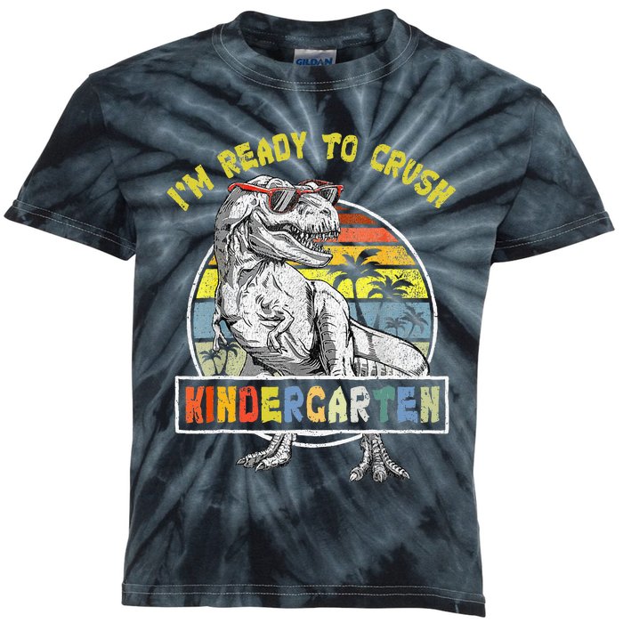 I'm Ready To Crush Kindergarten Dinosaur Back To School Kids Tie-Dye T-Shirt