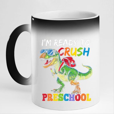 IM Ready To Crush Preschool Dinosaur 1st Day Of School Boy 11oz Black Color Changing Mug