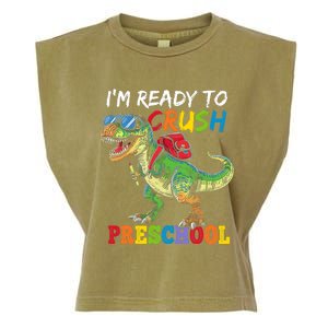 IM Ready To Crush Preschool Dinosaur 1st Day Of School Boy Garment-Dyed Women's Muscle Tee