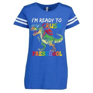 IM Ready To Crush Preschool Dinosaur 1st Day Of School Boy Enza Ladies Jersey Football T-Shirt