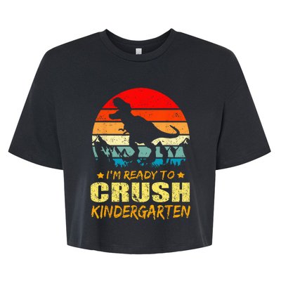 Im Ready To Crush Kindergarten TRex Dinosaur Back To School Bella+Canvas Jersey Crop Tee