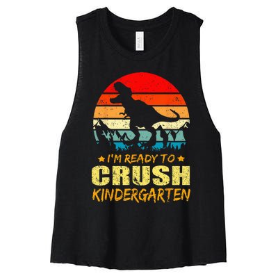 Im Ready To Crush Kindergarten TRex Dinosaur Back To School Women's Racerback Cropped Tank