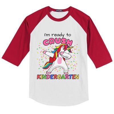 I’M Ready To Crush Kindergarten Cute Dabbing Unicorn Meaningful Gift Kids Colorblock Raglan Jersey