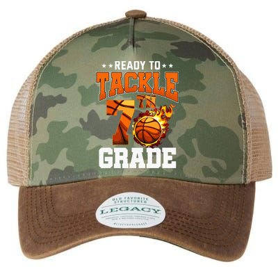 Im Ready To Tackle 7th Grade Basketball Back To School Legacy Tie Dye Trucker Hat