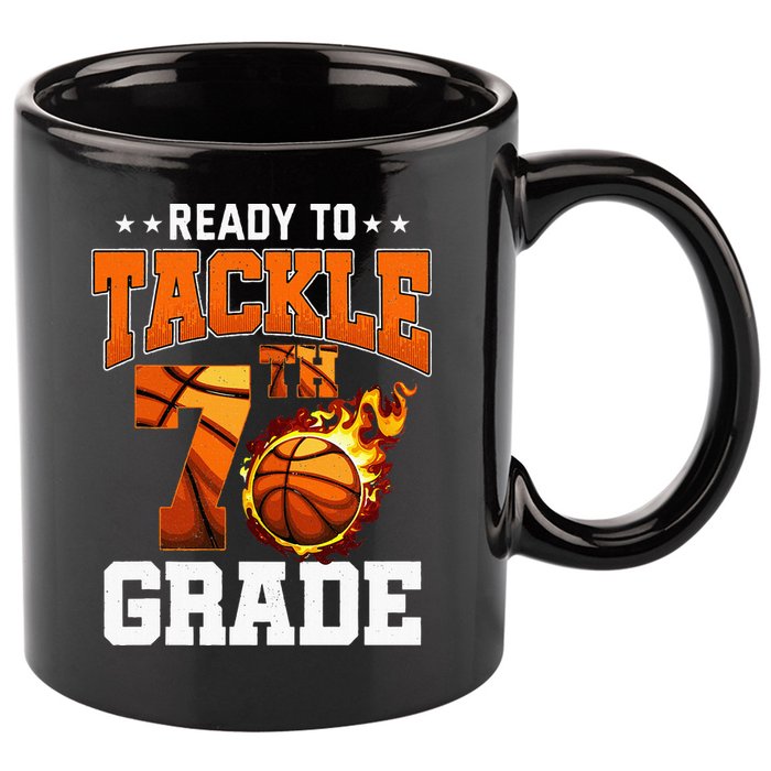 Im Ready To Tackle 7th Grade Basketball Back To School 11oz C Handle Ceramic Mug