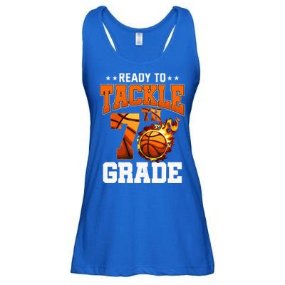 Im Ready To Tackle 7th Grade Basketball Back To School Ladies Essential Flowy Tank