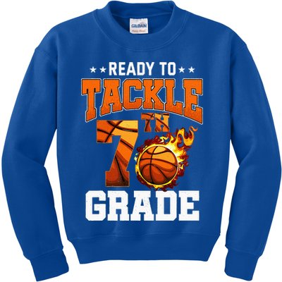 Im Ready To Tackle 7th Grade Basketball Back To School Kids Sweatshirt