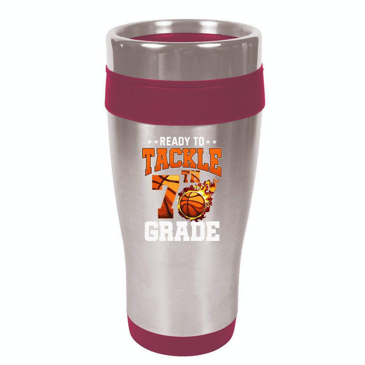 Im Ready To Tackle 7th Grade Basketball Back To School 16oz Travel Tumbler