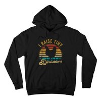 I Raise Tiny Dinosaurs Vintage Retro 70S Chicken Silhouette Hoodie