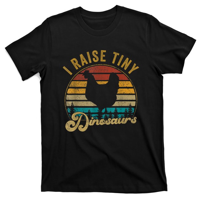 I Raise Tiny Dinosaurs Vintage Retro 70S Chicken Silhouette T-Shirt