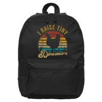 I Raise Tiny Dinosaurs Vintage Retro 70S Chicken Silhouette 16 in Basic Backpack