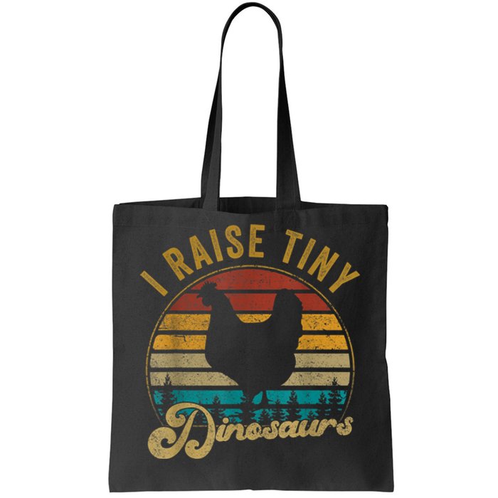 I Raise Tiny Dinosaurs Vintage Retro 70S Chicken Silhouette Tote Bag