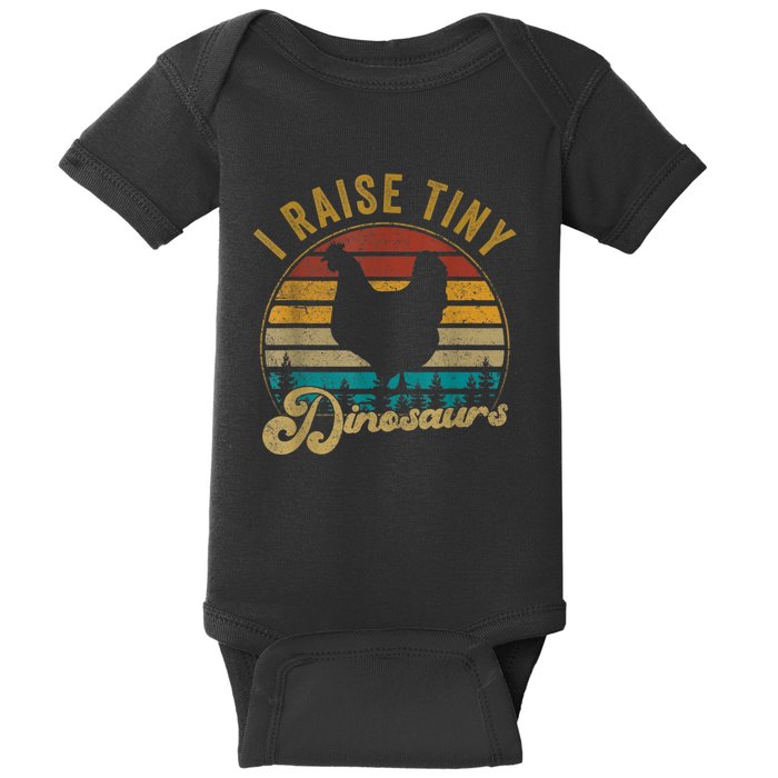 I Raise Tiny Dinosaurs Vintage Retro 70S Chicken Silhouette Baby Bodysuit