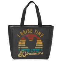 I Raise Tiny Dinosaurs Vintage Retro 70S Chicken Silhouette Zip Tote Bag