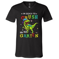 IM Ready To Crush Kindergarten Dinosaur 1st Day Of School Gift V-Neck T-Shirt