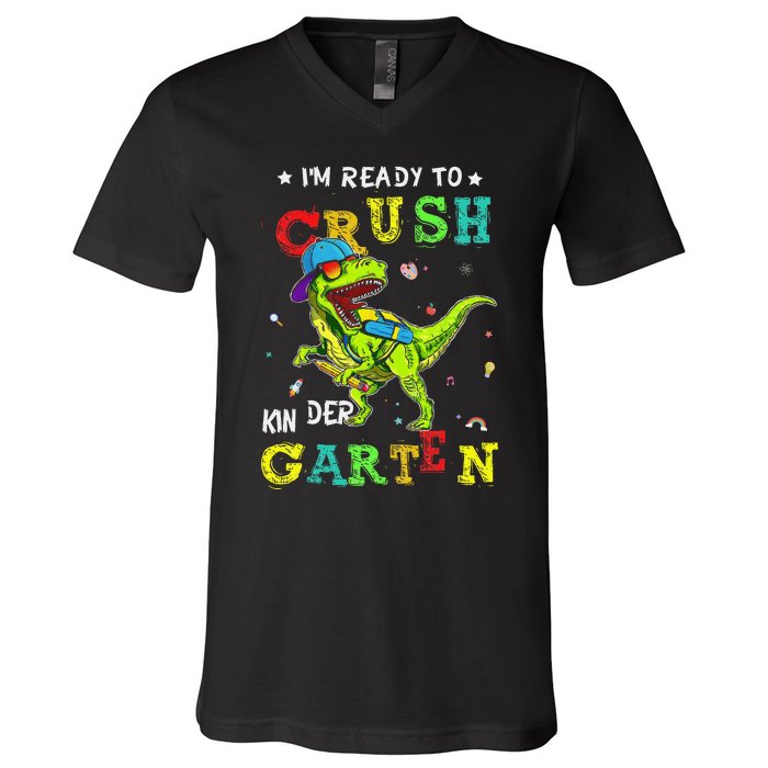 IM Ready To Crush Kindergarten Dinosaur 1st Day Of School Gift V-Neck T-Shirt