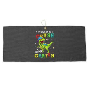 IM Ready To Crush Kindergarten Dinosaur 1st Day Of School Gift Large Microfiber Waffle Golf Towel