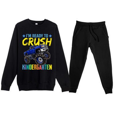 I'm Ready To Crush Kindergarten Monster Truck Back To School Premium Crewneck Sweatsuit Set