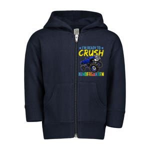 I'm Ready To Crush Kindergarten Monster Truck Back To School Toddler Zip Fleece Hoodie