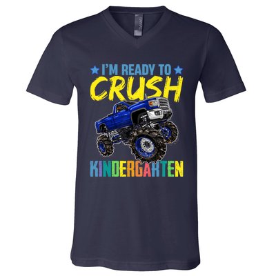 I'm Ready To Crush Kindergarten Monster Truck Back To School V-Neck T-Shirt