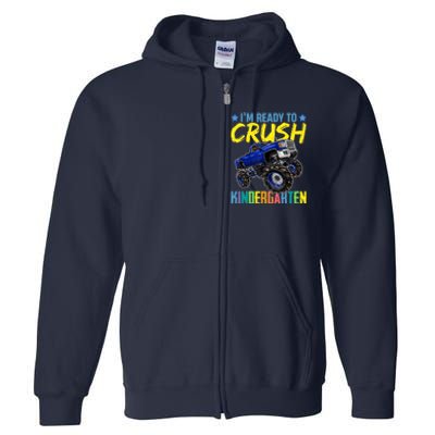 I'm Ready To Crush Kindergarten Monster Truck Back To School Full Zip Hoodie