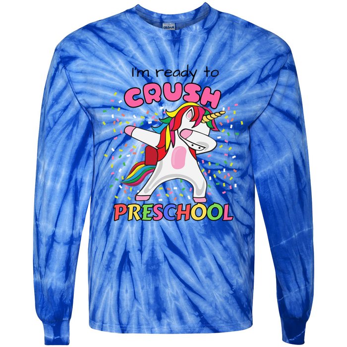 I’M Ready To Crush Preschool Cute Dabbing Unicorn Gift Tie-Dye Long Sleeve Shirt