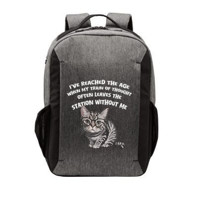 IVe Reached The Age When My Train Of Thought Funny Cat Vector Backpack
