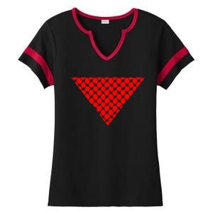 Inverted Red Triangle With Patterns  Ladies Halftime Notch Neck Tee