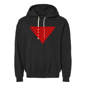 Inverted Red Triangle With Patterns  Garment-Dyed Fleece Hoodie