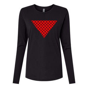 Inverted Red Triangle With Patterns  Womens Cotton Relaxed Long Sleeve T-Shirt