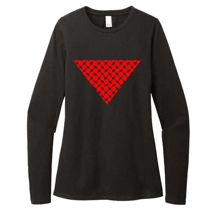 Inverted Red Triangle With Patterns  Womens CVC Long Sleeve Shirt