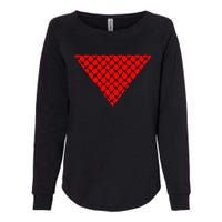 Inverted Red Triangle With Patterns  Womens California Wash Sweatshirt