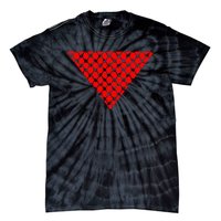 Inverted Red Triangle With Patterns  Tie-Dye T-Shirt