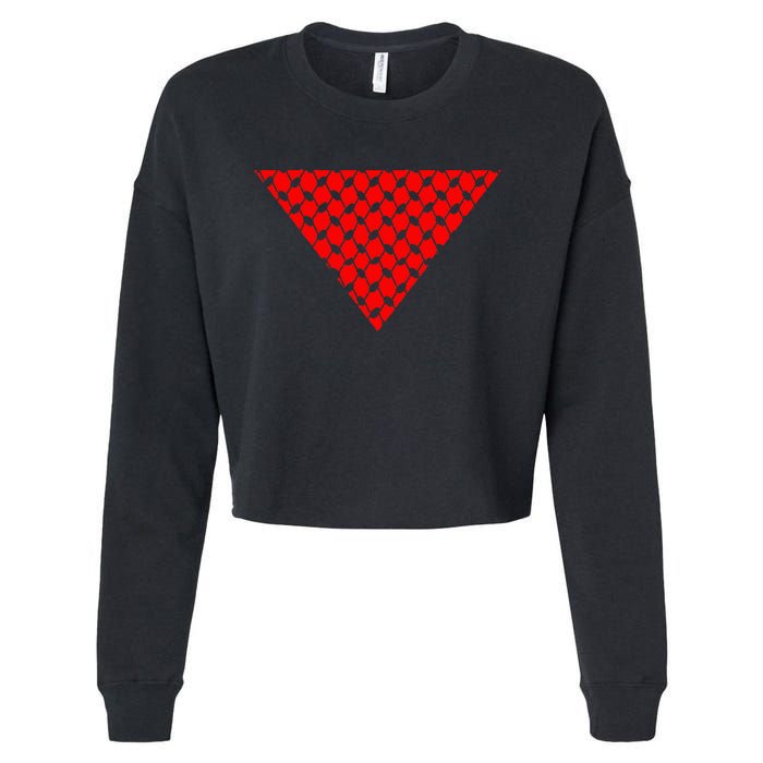 Inverted Red Triangle With Patterns  Cropped Pullover Crew